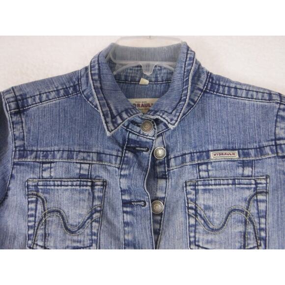 Hydraulic Jean Jacket Womens Small Blue Denim‎ Cotton Stretch Button Front - Picture 6 of 10